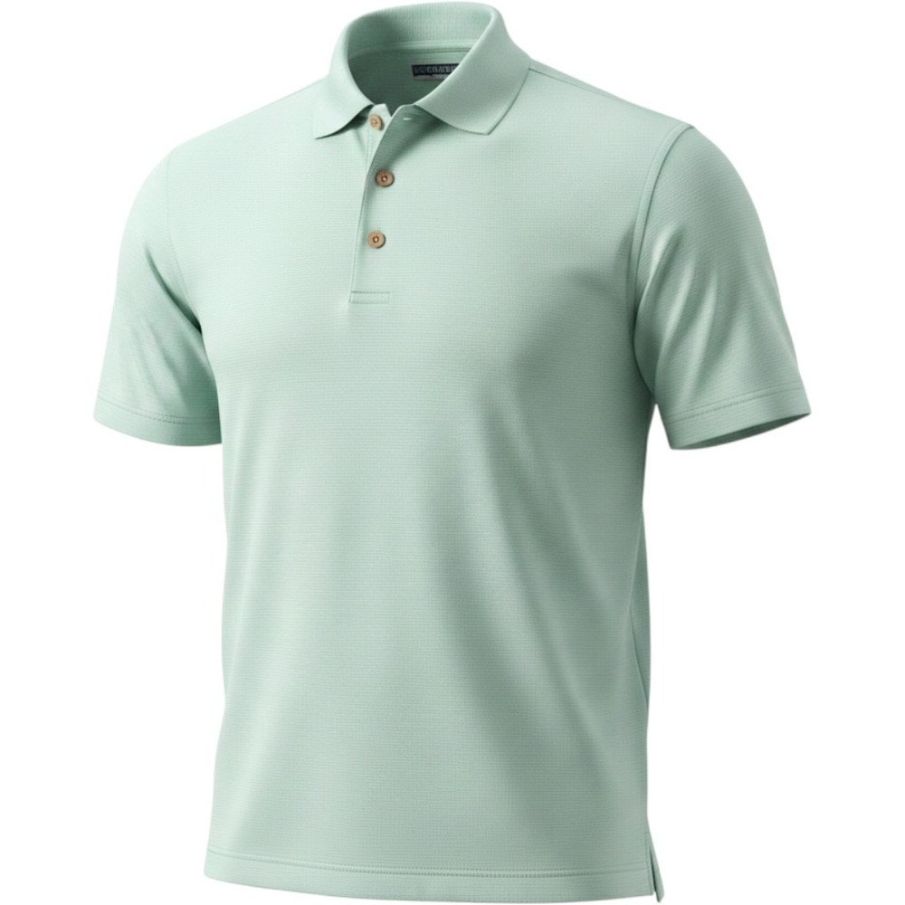 Cubavera Mens Mint Green Ribbed Short Sleeve Polo Shirt Size Medium Wood Buttons